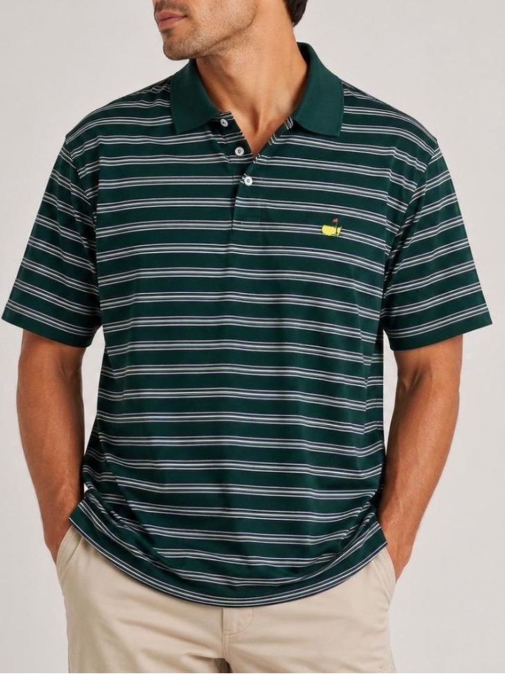 Masters Performance Collection Augusta National Golf Polo Men's Green Stripe 17